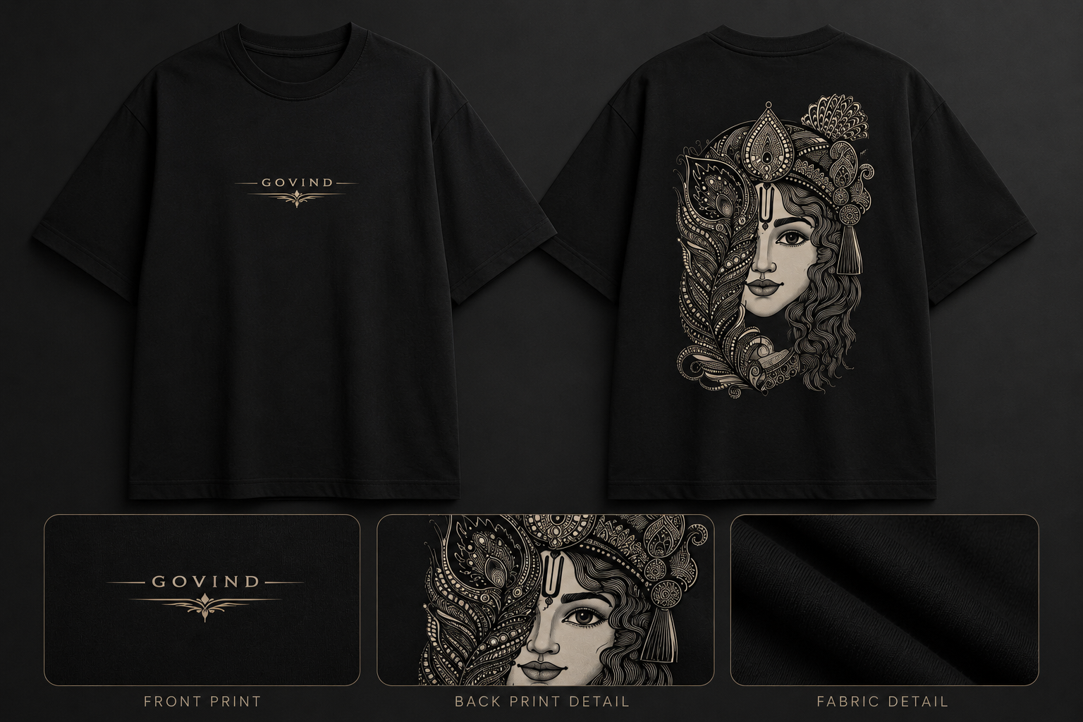 Primium govind style black t-shirts